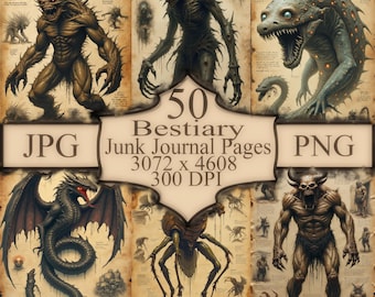 Fantasy Bestiary Art Pack – 5 illustraties van mythische beesten, legendarische monsters en duistere fantasiewezens