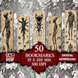 Marcapáginas de Monstruos: Criaturas fantásticas de terror y terror (PDF, PNG, JPG)