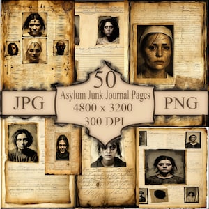 Disturbing Asylum Illustrations – Dark Patient Portraits & Vintage Hospital Art for Scrapbooking, Digital Printable Projects