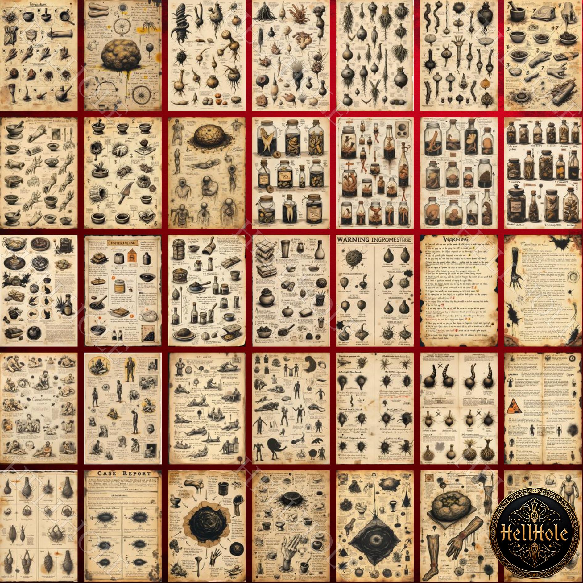 Forbidden Recipes Illustration Pack, Cursed Cooking Pages, Occult ...