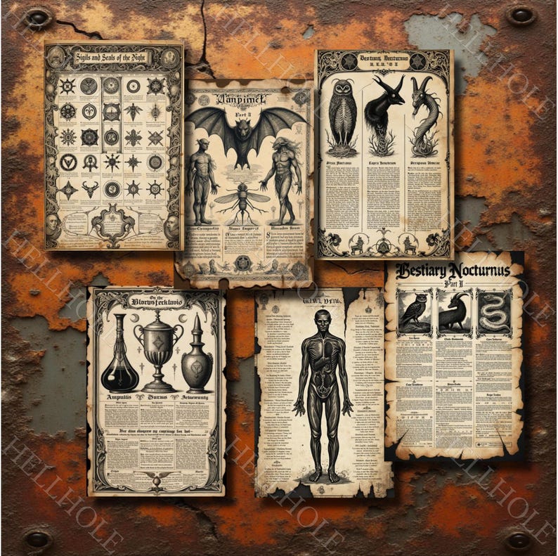 Vampiric Grimoire: 50 Gothic Illustrations for Junk Journals (Digital Download) image 4