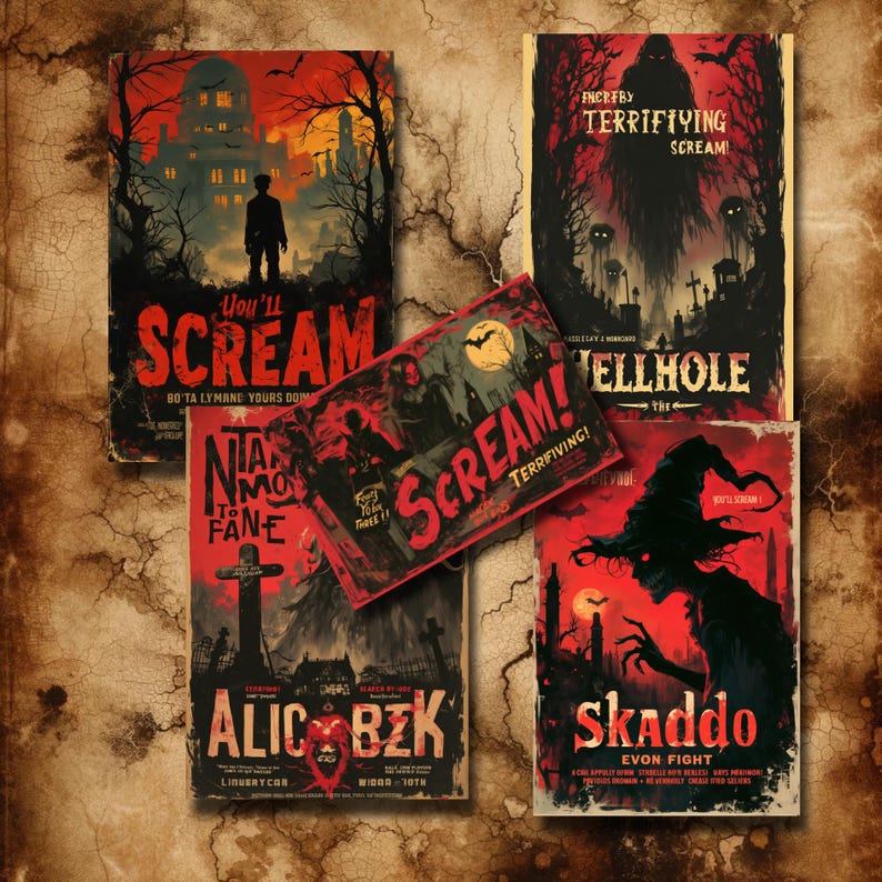Retro Horror Movie Posters: 50 Vintage Halloween Art Prints (Digital Download) image 2