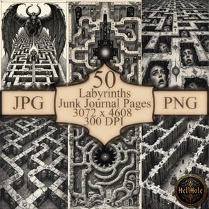 Dark Labyrinth Printable Art: Twisted Maze Drawings (PDF Download)