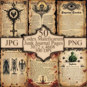 50 Witch Grimoire Pages: Vintage Occult Spells (Digital Pack)