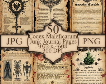 50 Witch Grimoire Pages: Vintage Occult Spells (Digital Pack)