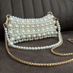 Bolso de perlas, bolso de mano con perlas, bolso de novia con perlas, bolso de noche con perlas, monedero con perlas, bolso de novia, clutch de novia