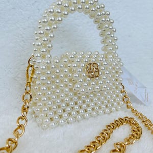 Mini bolso de perlas hecho a mano / Elegante bolso de perlas para ocasiones especiales / Bolso de lujo para mujer hecho a mano / Bolso de novia con cuentas / Orwa Official
