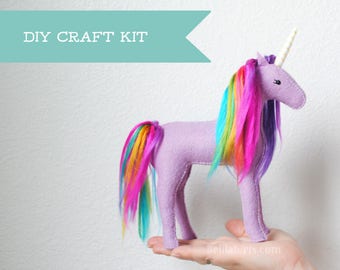Unicorn Stuffed Animal Kit. Make Your Own Stuffed Unicorn (DIY Sewing Craft Kit, Fun Sewing Activity or Gift)