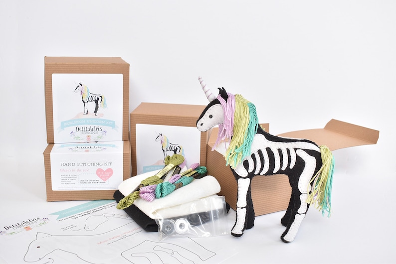 Skeleton Unicorn Stuffed Animal Sewing Craft Kit image 1