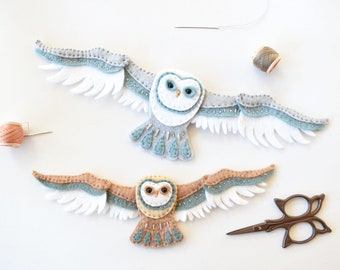 Woodland Owl Felt Ornament Sewing Pattern PDF & SVG