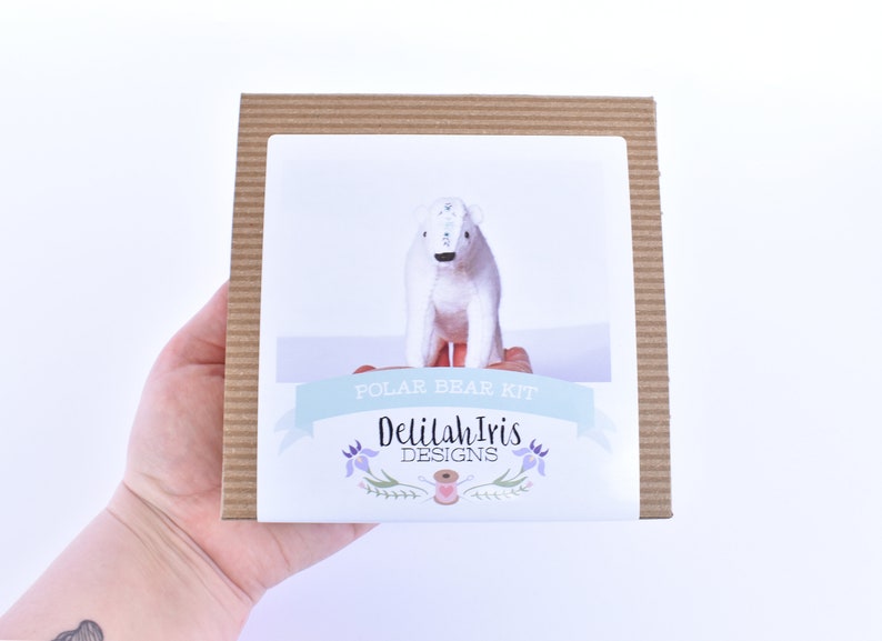 Polar Bear DIY Hand Sewing & Embroidery Kit Felt Stuffed Animal Kit image 4