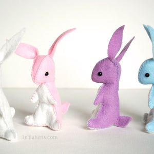 Rainbow Felt Stuffed Bunny Sewing Kit Make Your Own Stuffed Bunnies Easter Craft Project image 2