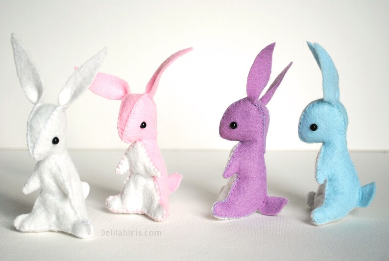 Rainbow Felt Stuffed Bunny Sewing Kit Make Your Own Stuffed Bunnies Easter Craft Project image 2