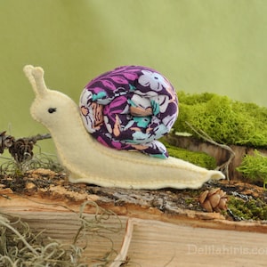 Snail Stuffed Animal Sewing Pattern, Original Pin Cushion Hand Sewing Craft SVG PDF Felt Pattern image 5