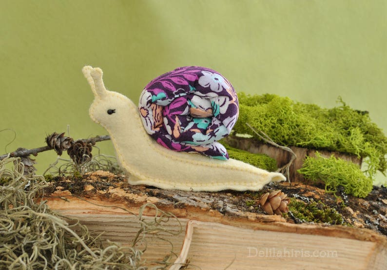 Snail Stuffed Animal Sewing Pattern, Original Pin Cushion Hand Sewing Craft SVG PDF Felt Pattern image 5