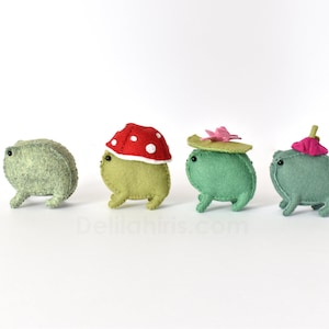 Felt Frog Pattern with PDF & SVG featuring Mushroom, Flower Bud and Lilli-Pad Hats image 5