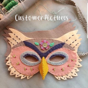 Felt Owl Mask Hand Sewing Kit - Floral Addition image 9