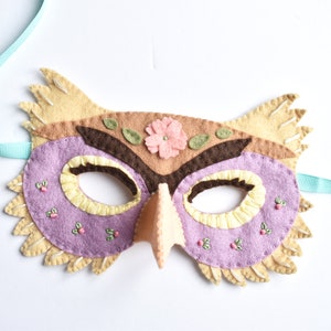 Felt Owl Mask Hand Sewing Kit - Floral Addition image 3