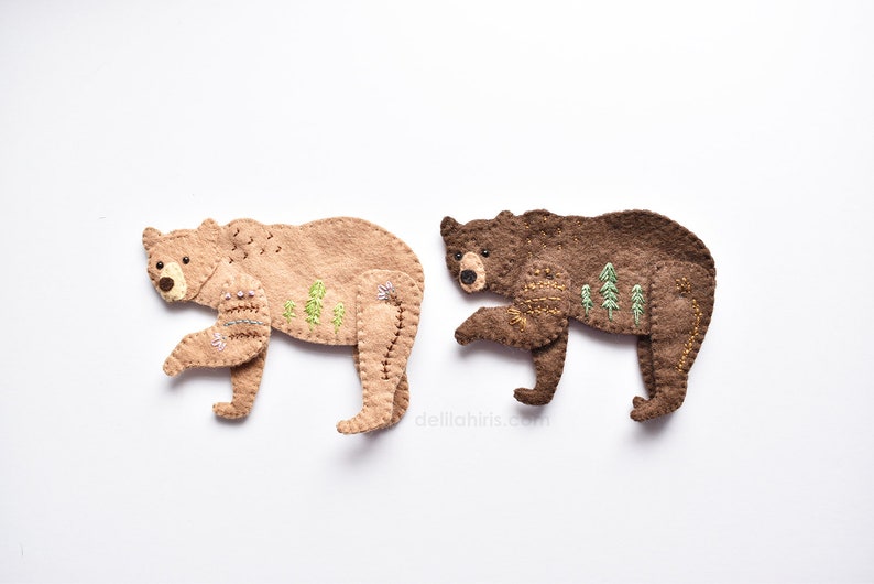 Woodland Bear Felt Ornament Sewing Pattern PDF & SVG image 5