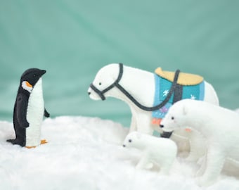 Felt Polar Bear and Penguin Sewing Pattern Bundle - PDF & SVG Cutting Files