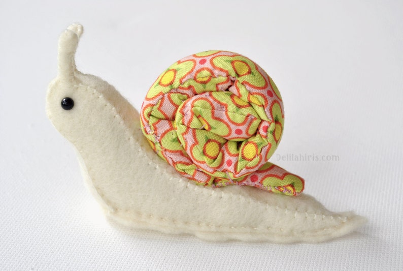 Snail Stuffed Animal Sewing Pattern, Original Pin Cushion Hand Sewing Craft SVG PDF Felt Pattern image 8