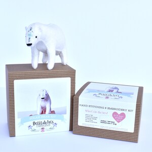 Polar Bear DIY Hand Sewing & Embroidery Kit Felt Stuffed Animal Kit image 2