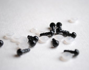 4.5 mm Black Plastic Safety Eyes with Washers * 10 Pairs * DIY Felt Animals and Dollmaking, Toymaking
