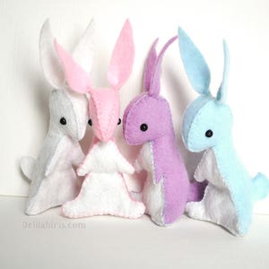 Rainbow Felt Stuffed Bunny Sewing Kit Make Your Own Stuffed Bunnies Easter Craft Project image 1