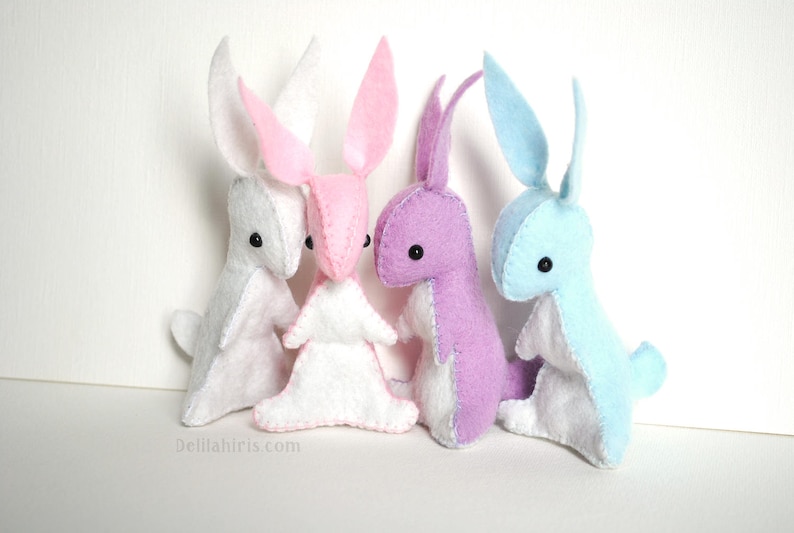 Rainbow Felt Stuffed Bunny Sewing Kit Make Your Own Stuffed Bunnies Easter Craft Project image 1