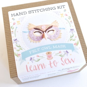 Felt Owl Mask Hand Sewing Kit - Floral Addition image 4