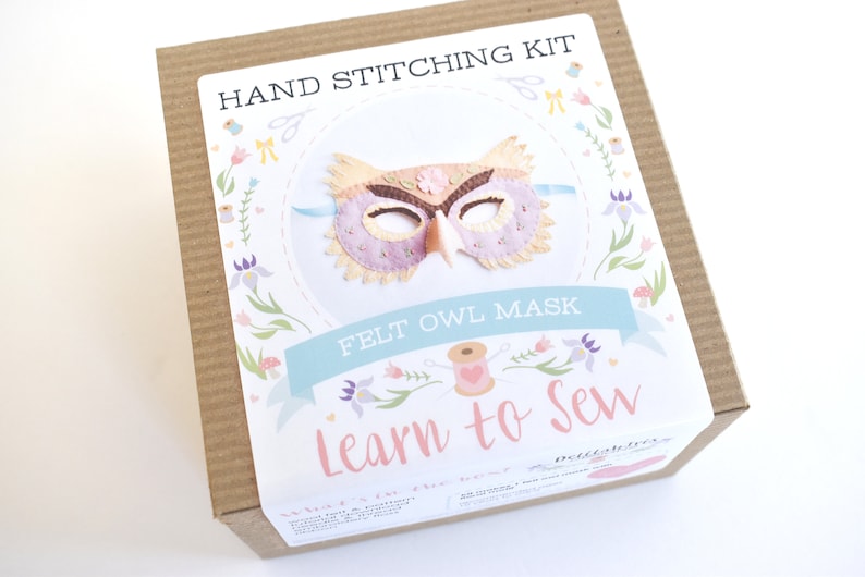 Felt Owl Mask Hand Sewing Kit - Floral Addition image 4