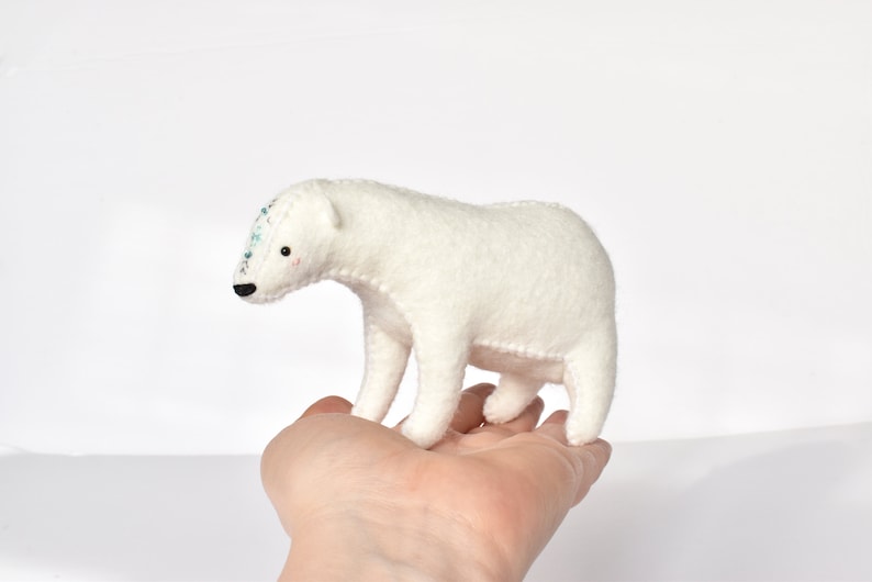 Polar Bear DIY Hand Sewing & Embroidery Kit Felt Stuffed Animal Kit image 8