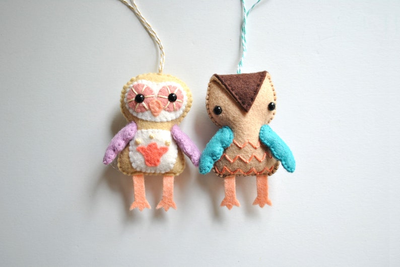 Felt Owl Ornament Sewing Pattern DIY Craft Project image 4