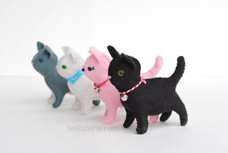 Felt Stuffed Cat Sewing Pattern. Mini felt Animal PDF Stuffed Animal Pattern. SVG File. image 2