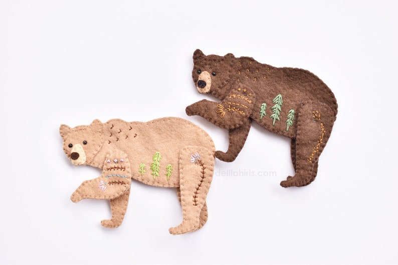 Woodland Bear Felt Ornament Sewing Pattern PDF & SVG image 1