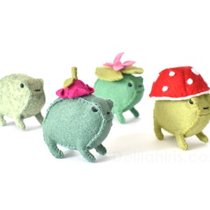 Felt Frog Pattern with PDF & SVG featuring Mushroom, Flower Bud and Lilli-Pad Hats image 10