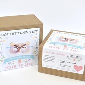 Felt Owl Mask Hand Sewing Kit - Floral Addition image 6