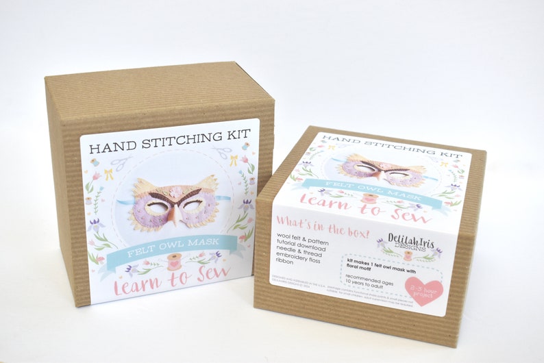 Felt Owl Mask Hand Sewing Kit - Floral Addition image 6