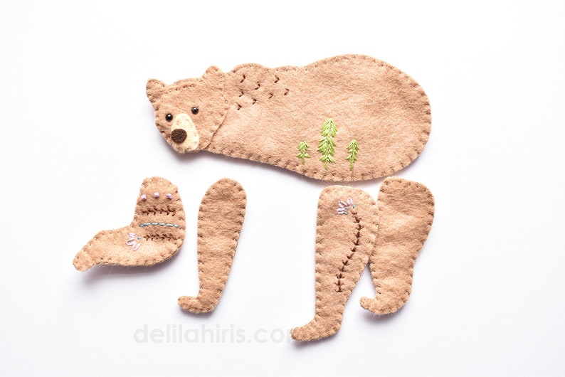 Woodland Felt Bear Ornaments Hand Sewing And Embroidery Kit image 9