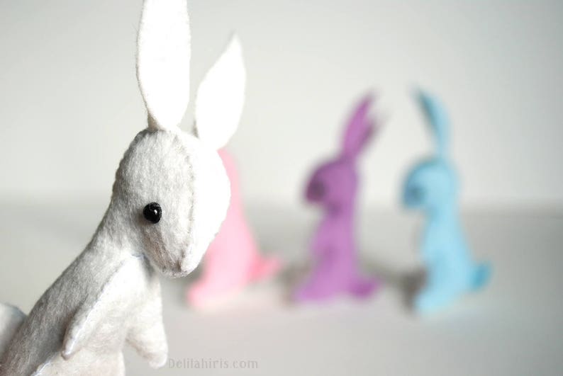Rainbow Felt Stuffed Bunny Sewing Kit Make Your Own Stuffed Bunnies Easter Craft Project image 3