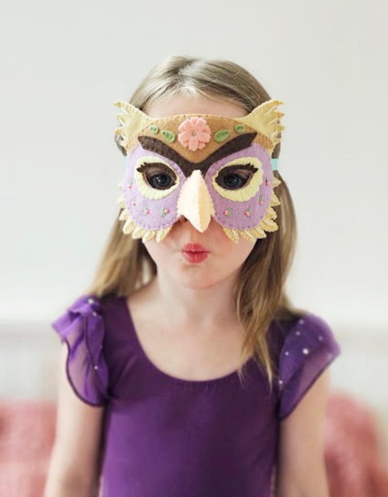 Felt Owl Mask Hand Sewing Kit - Floral Addition image 7