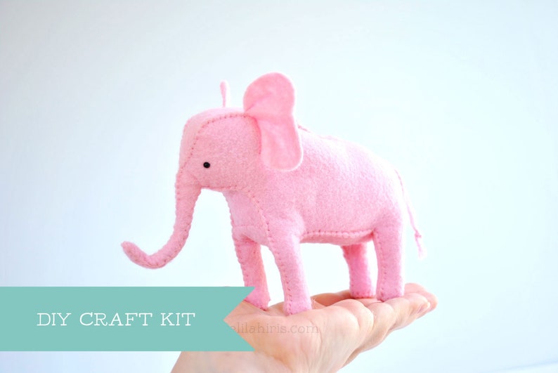 Pink Elephant Craft Kit Stuffed Animal Sewing Project image 1