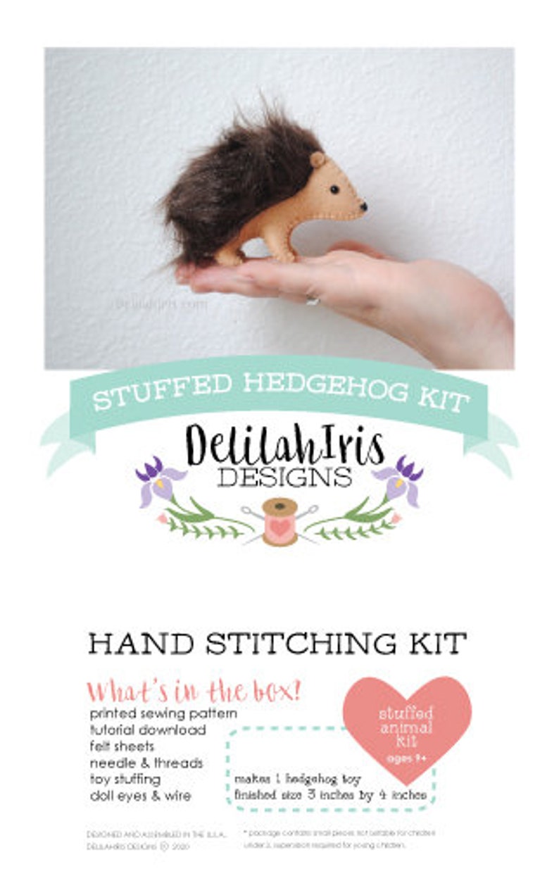 Stuffed Hedgehog Felt Animal Kit DIY Sewing Craft Kit Make | Etsy