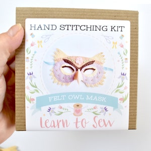 Felt Owl Mask Hand Sewing Kit - Floral Addition image 2