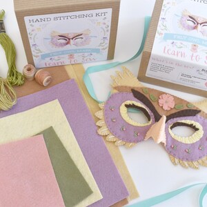 Felt Owl Mask Hand Sewing Kit - Floral Addition image 5