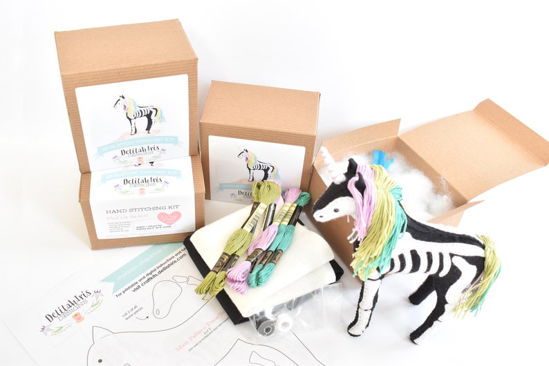 Skeleton Unicorn Stuffed Animal Sewing Craft Kit image 3