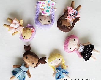 Felt Doll Sewing Pattern Set of 3 Felt Doll Patterns 3 DOLLS Tiny Pocket Doll Printable PDF Kawaii Dolls 4 Inch Mini Dolls Etsy