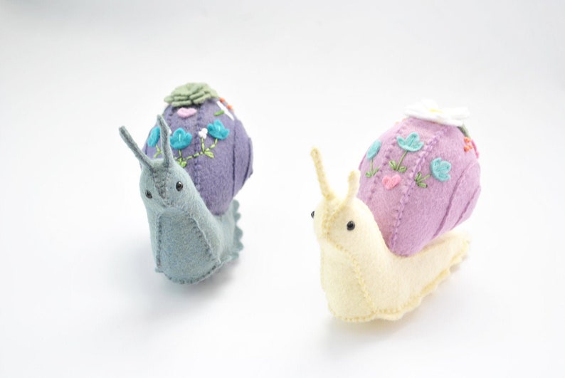 DIY Snail Plush Sewing Pattern & SVG Cut Files, Hand Stitching and Embroidery Project image 1