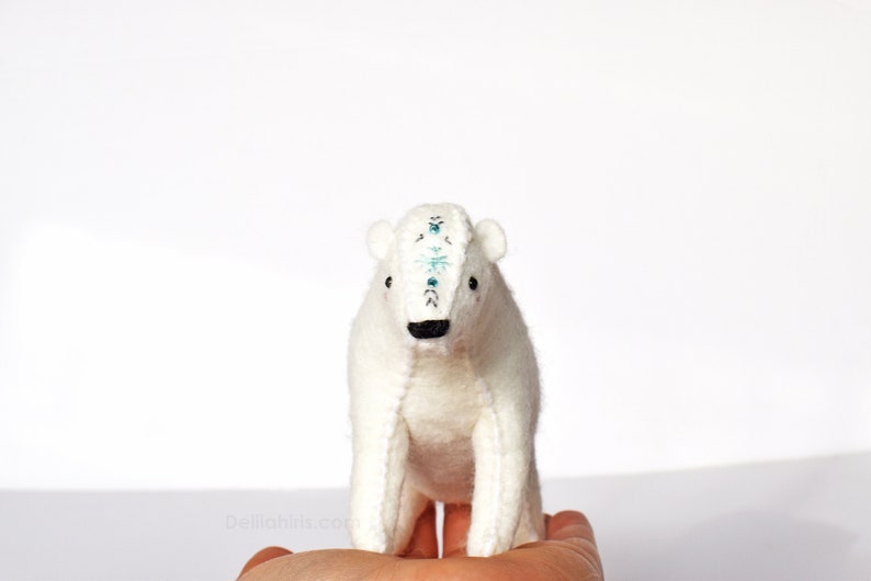 Polar Bear DIY Hand Sewing & Embroidery Kit Felt Stuffed Animal Kit image 1