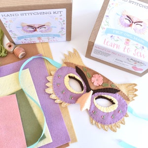 Felt Owl Mask Hand Sewing Kit - Floral Addition image 1